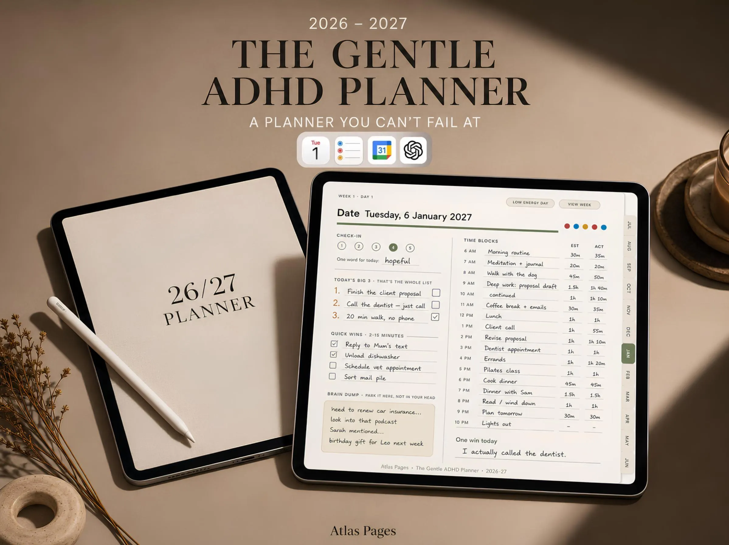 ADHD Planner 2026-2027, Undated Daily Weekly Monthly (Digital Download) - Image 1